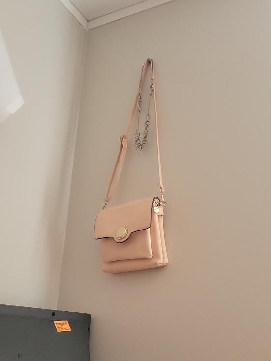 Handbags - Womens Pebbled Leather Crossbody Bag in Blush